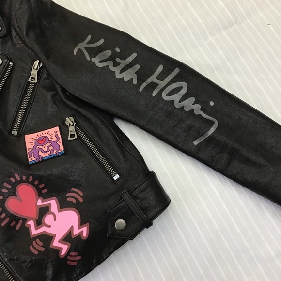 ALICE & OLIVIA x KEITH HARING CODY LEATHER JACKET SMALL RETAIL $1200 - Picture 9 of 12